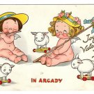Tuck Drayton Wiederseim Postcard Joyous Valentine In Arcady Girls w Wings Sheep Toys