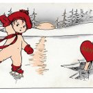 Danger Boy Skating toward Hole in Ice Vintage 1914 Valentine Postcard Danger Boy Skating toward Hole in Ice Vintage 1914 Valentine Postcard