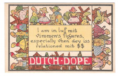 Dutch Dope I am in Luf mit vimmens figares Vintage Comic Postcard Samson Bros