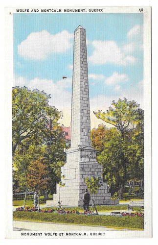 Quebec Canada Wolfe and Montcalm Monument Postcard