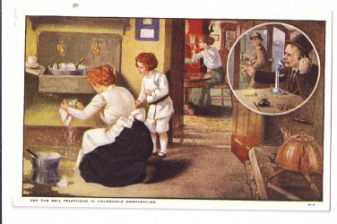 Bell Telephone Advertising Postcard AT&T Household Emergencies Vintage Postcard