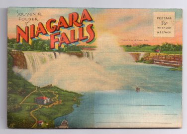 Greetings Niagara Falls Souvenir Folder 20 Views Large Letter Back Vintage Linen