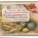 Thanksgiving Greetings Lucy Larcom Poem Vntg Embossed Gold Gilt Winsch Postcard