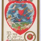 Cupid Cherub Flying Winged Hearts Embossed Gold 1908 Valentine Postcard