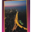 Chicago IL Lakeshore Drive Aerial Night View Bruno Marino Photo Vtg 4X6 Postcard