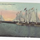 Atlantic City NJ Inlet where Sailboats Leave ca 1910 Sailing Vintage Postcard