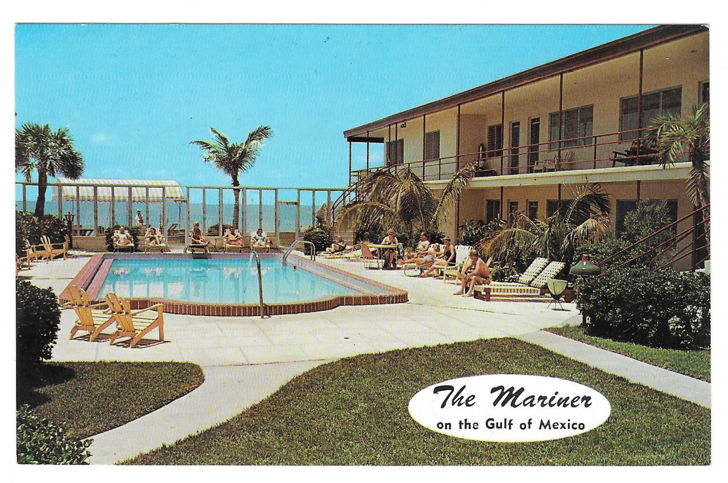St Petersburg Motel Hotel Swimming Pool The Mariner Gulf of Mexico Vtg