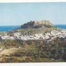 Greece Rhodes Lindos Modern City under Acropolis 4X6 Vintage Postcard