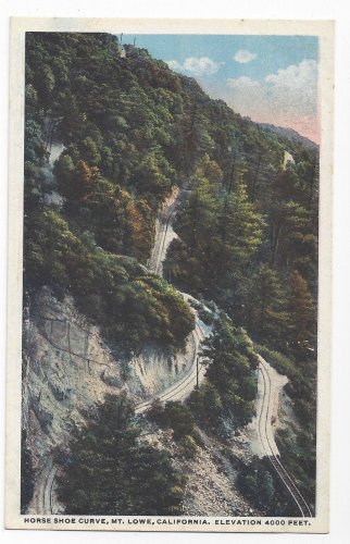 Mt Lowe CA Horse Shoe Curve Vintage Mount Lowe Postcard
