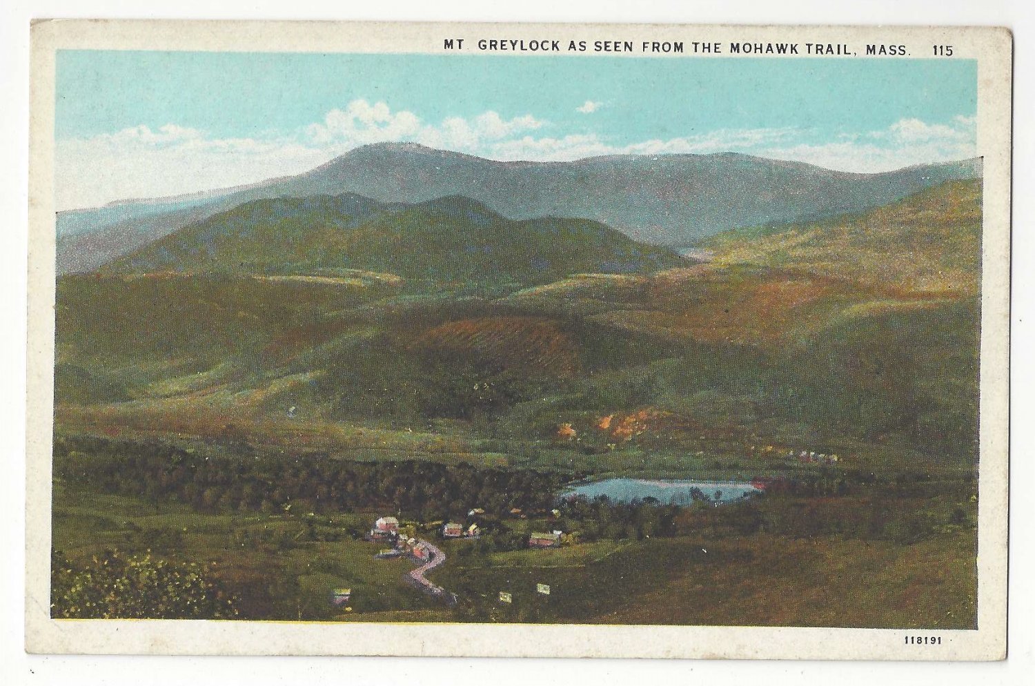 Berkshire MA Mount Greylock seen from Mohawk Trail Vintage Postcard Curteich