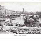 Naples Italy Napoli Porto Mercantile Harbor Boats Vintage Panorama Postcard