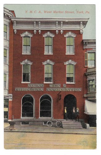 York PA YMCA Building Young Mens Christian Assoc West Market St Bicycle Vintage Postcard