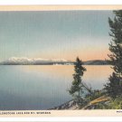 WY Yellowstone National Park Lake and Mt Sheridan Vintage Haynes Linen Postcard Wyoming