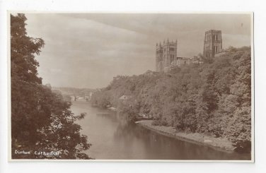 UK England Durham Cathedral from River Real Photo Postcard RPPC Great Britain
