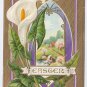 Vintage Easter Postcard Calla Lily Embossed Gold Moire Gilt Nash 1914 Beaver Falls PA Flag Cancel