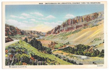 WA Switchback Beautiful Highway thru Mountain Washington State View Vtg Linen Postcard