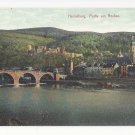 Germany Heidelberg Partie am Neckar River Old Bridge Vintage Postcard c 1910