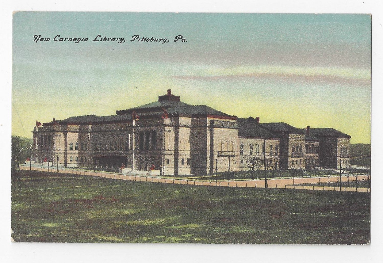 Pittsburg PA New Carnegie Library Building ca 1908 Postcard Vintage Unused