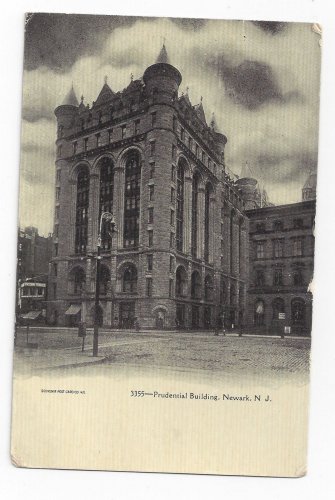 Newark NJ Prudential Building Souvenir Post Card Co Postcard UND ca 1905