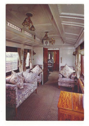 UK Train Royal Saloon Car Interior London North Western Railway Vintage RR Postcard 4X6