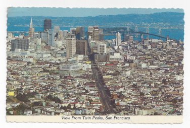 San Francisco CA View from Twin Peaks Bay Bridge Vintage Postcard 4X6