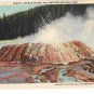 WY Yellowstone Park Sponge Geyser Wyoming Vintage Haynes Linen Postcard
