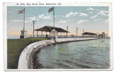 US Bay Shore Park Baltimore MD The Pier  Vintage Postcard