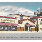 CA Hollywood California Vine St Brown Derby Restaurant and Shop Linen Postcard