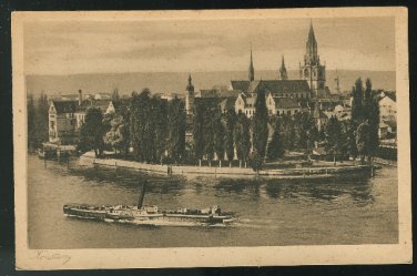 Germany Konstanz Insel Hotel mit Muenster und Dampfboot Neptun in foreground