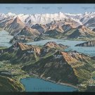 Switzerland Alps Mount Rigi Relief Map surrounding mountains Vintage E. Goetz Postcard
