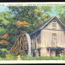 Grist Mill with Old Fashioned Water Wheel Asheville Post Card Co 1945 Linen