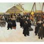 Russia Moscow Pre Lent Celebration Painting A Ribnikoz Artist Signed Yaremenko Postcard