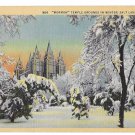 Utah Salt Lake City Mormon Temple Winter Snow  Vintage Linen Postcard