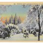 Utah Salt Lake City Mormon Temple Winter Snow  Vintage Linen Postcard