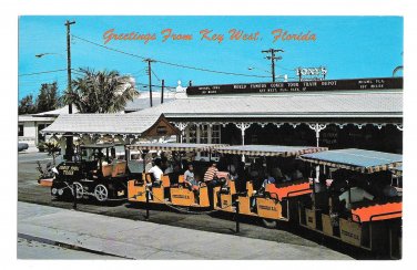 Key West Florida Conch Train Railroad Station Overseas RR Postcard Vintage FL Postcard