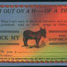 Humor I'm Out On a H   Of A Time Kick my A  and Ship Me Home Comic Postcard