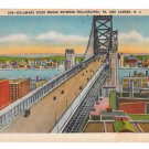Delaware River Bridge Philadelphia PA to Camden NJ Vntg Metropolitan Linen Postcard