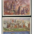 IL Chicago 2 Aerial views City of Towers Michigan Blvd Vintage Postcards