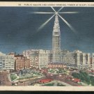 Public Square and Union Terminal Tower at Night Cleveland OH 1937 Curteich Linen Postcard Public Square and Union Terminal Tower at Night Cleveland OH 1937 Curteich Linen Postcard