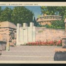 Cultural Garden Gordon Park Cleveland OH Tichnor Linen Postcard Air Mail Bi-plane slogan cancel