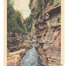 New York Down the Ausable Chasm from Devils Punch Bowl CW Hughes Vintage Linen Postcard