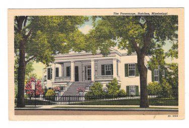 Natchez MS The Parsonage Mansion Vintage Mississippi Linen Postcard