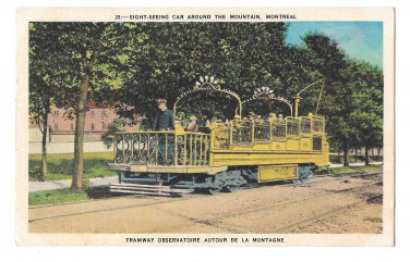 Montreal Canada Sight Seeing Car Around The Mountain Tramway Vintage Postcard
