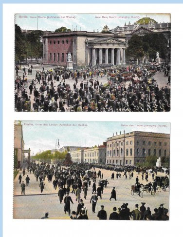 Germany Berlin Changing the Guard Unter den Linden New Guardhouse Two Vintage Postcards