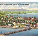 Memphremagog City Lake Aerial View from Pine Hill Newport VT Vintage Linen Postcard