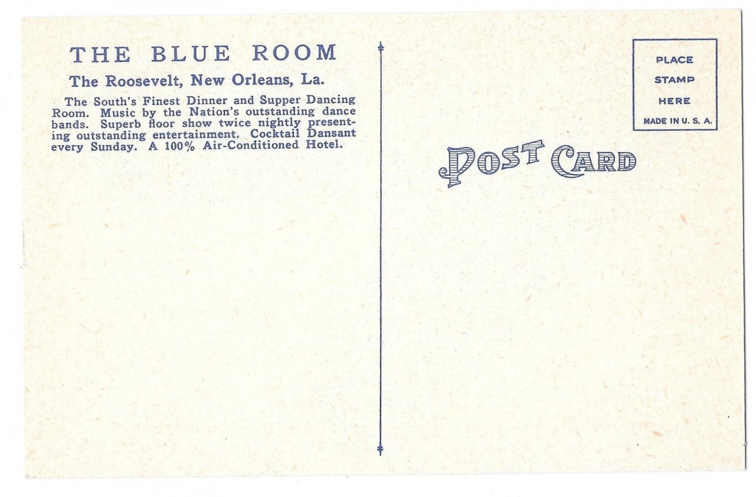 Roosevelt Hotel The Blue Room New Orleans LA Waldorf Astoria Vintage