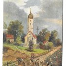 Vintage Novelty Postcard Gold 3D AddOn Antique Auto Car Country Church Scene Vintage Novelty Postcard Gold 3D AddOn Antique Auto Car Country Church Scene