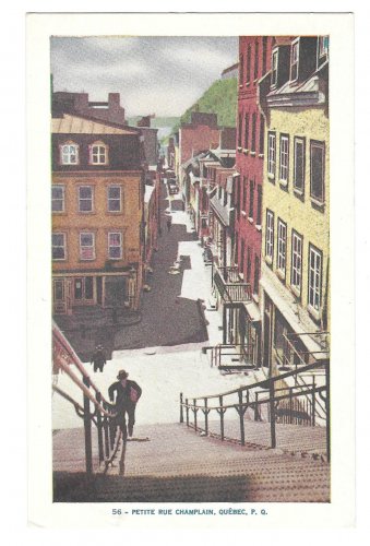 Canada Petite Rue Champlain Quebec Lorenzo Audet Vintage Postcard
