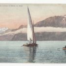 Switzerland Dent du Midi Sailboat Lake Barque du Leman Vtg Postcard c 1910