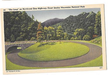 TN Newfound Gap Highway The Loop Great Smoky Mountains Natl Park Vintage Linen Postcard